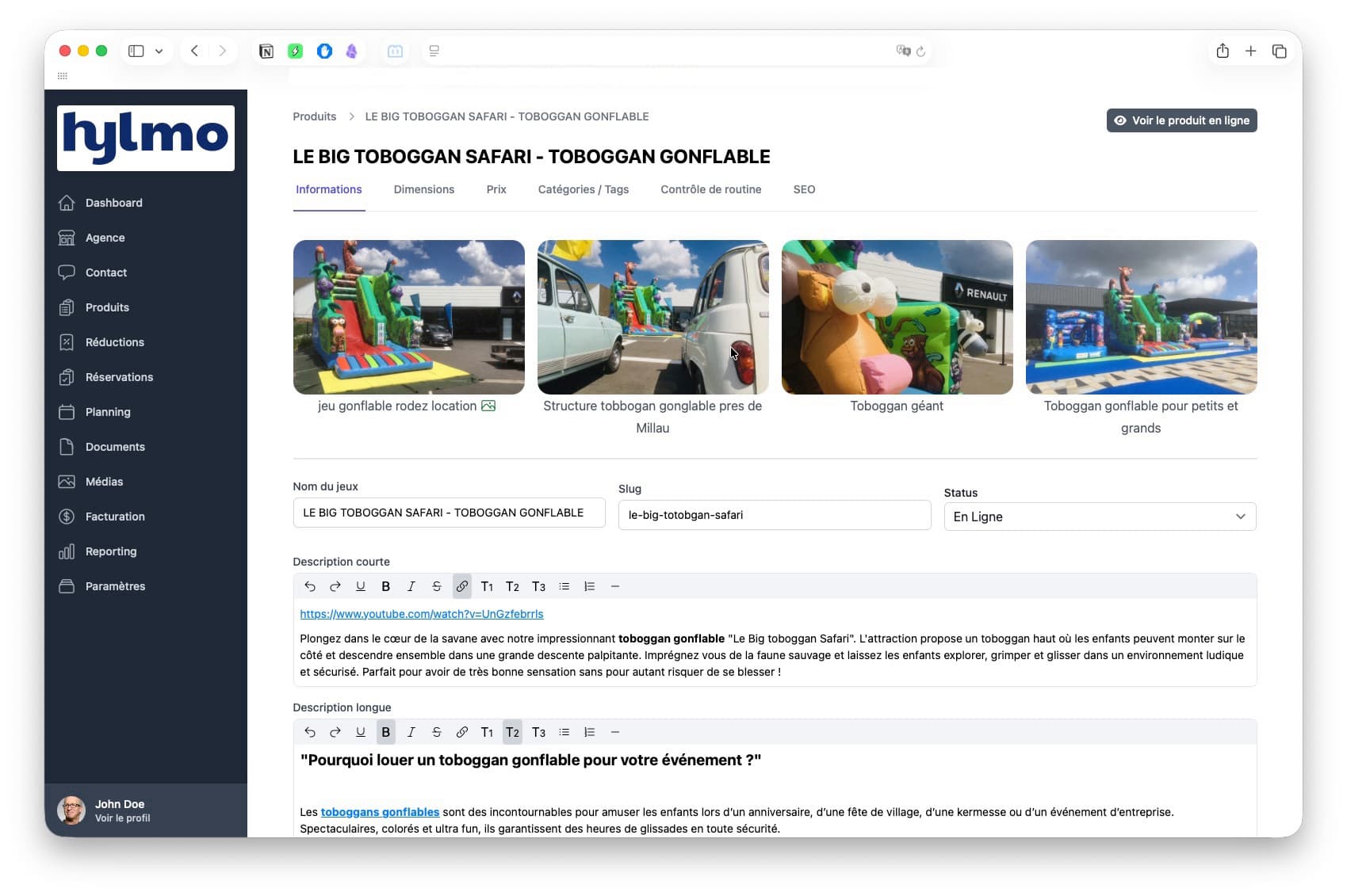 Gestion produit et tarifs